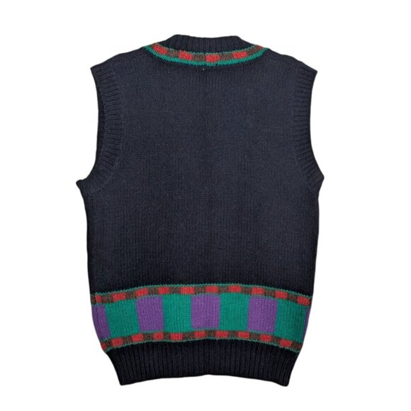 Vintage Mika Wool Sweater Vest Womens Size Medium Blue Knit V Neck Sleeveless - Picture 6 of 9